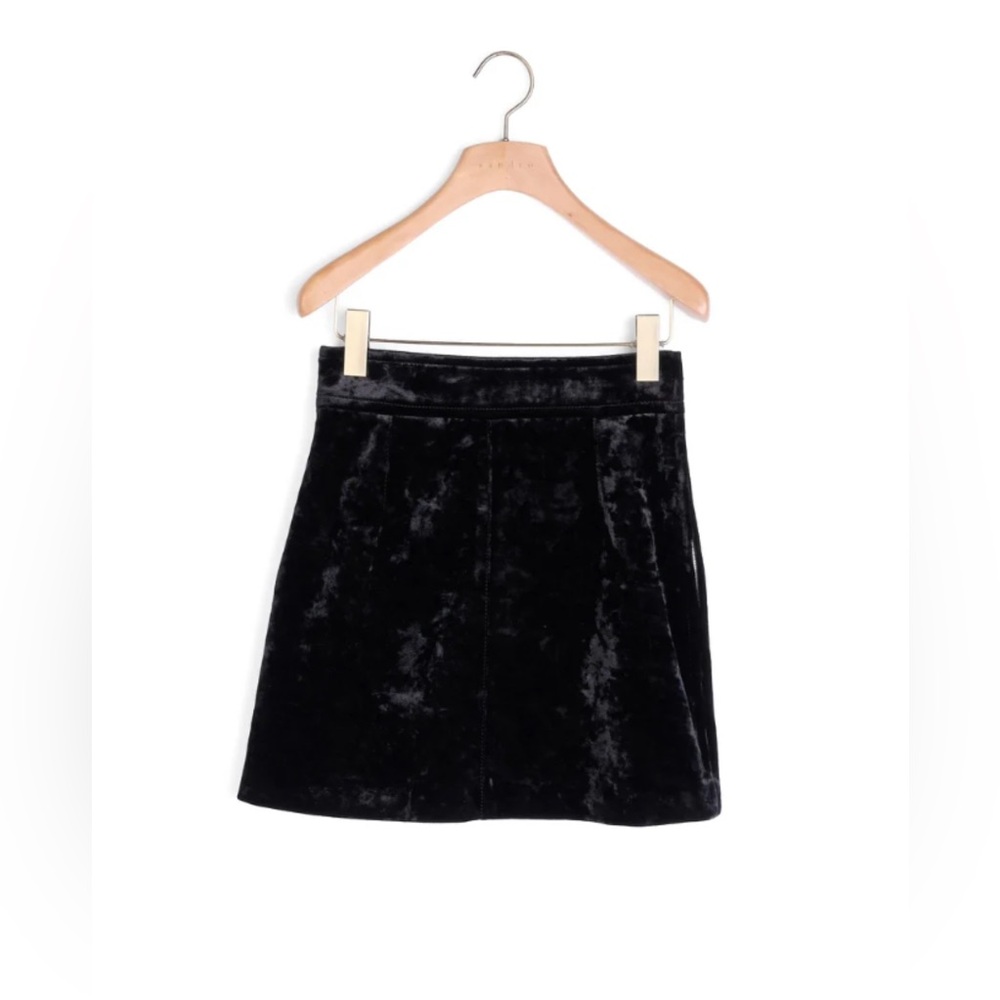 Sandro Black Velvet Mini Skirt | Size M | Excellent Condition